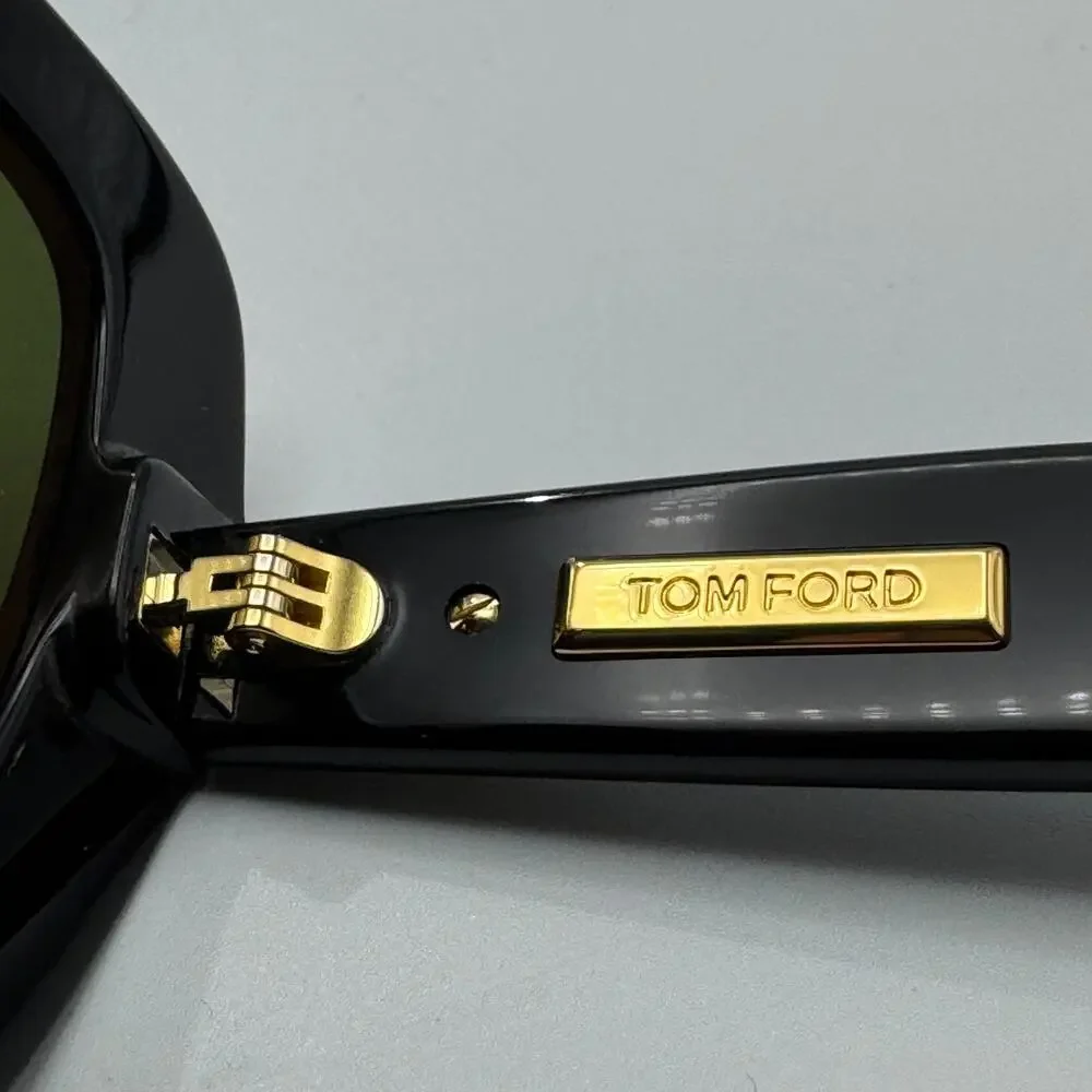 Tom Ford Sunglasses Icon TF1279 01N Black Butterfly Frame Green Lens 55mm New